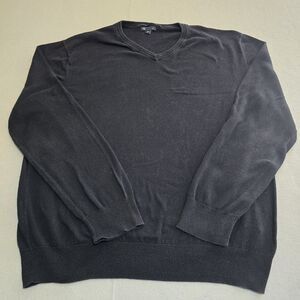 Gap Men's Knit V-Neck 100% Cotton Sweater Black Long Sleeve Pullover Size XL